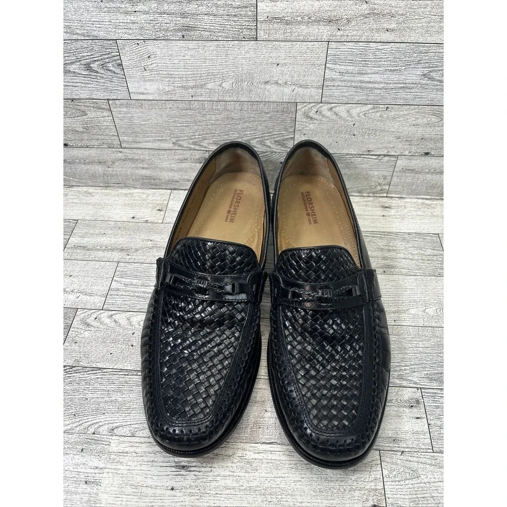 Florsheim 12073‎ Jareth Black Woven Dress Shoes Loafers Men's US 9D